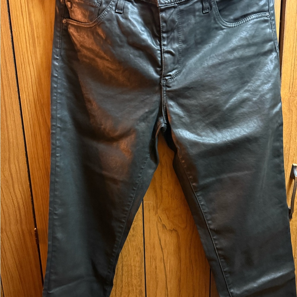 AG Adriano Goldschmied Shiny Black Ankle Leggings